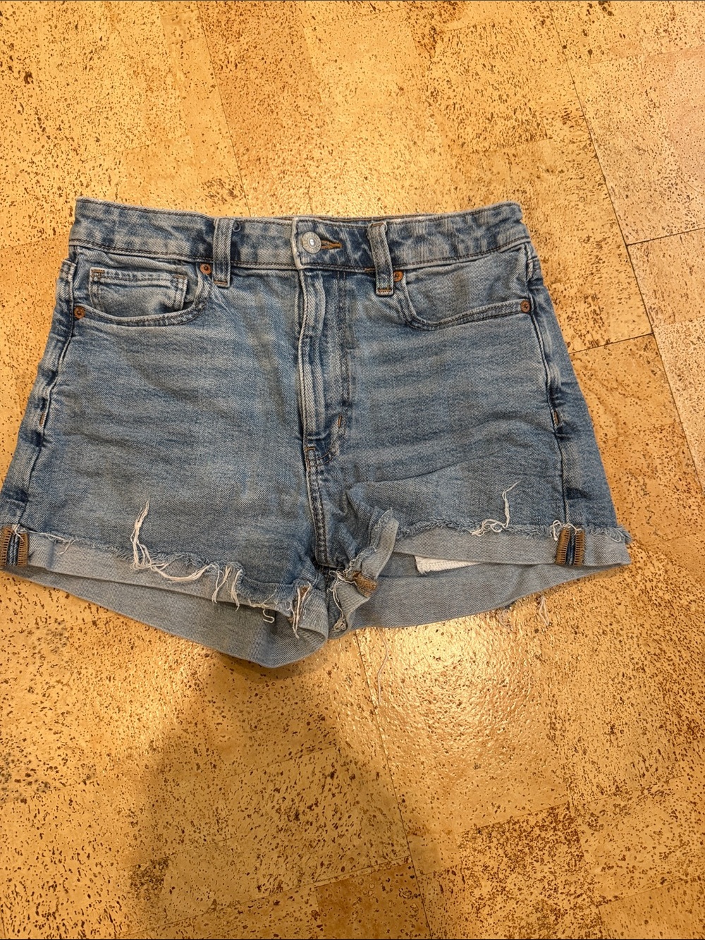 American Eagle Outfitters Light Blue Distressed Jean Shorts Mom Short